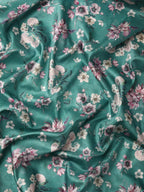 Turquoise Pure Silk Digital Print Floral Saree with Unstitched Blouse - Hiral Fashion