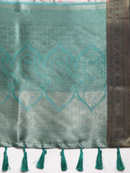 Gray Pure Silk Digital Print Floral Saree with Unstitched Blouse - Hiral Fashion