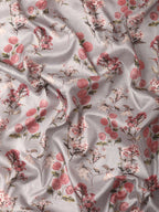 Gray Pure Silk Digital Print Floral Saree with Unstitched Blouse - Hiral Fashion