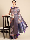Brown Pure Silk Digital Print Floral Saree with Unstitched Blouse - Hiral Fashion