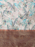 Multicolor Pure Silk Digital Print Floral Saree with Unstitched Blouse - Hiral Fashion