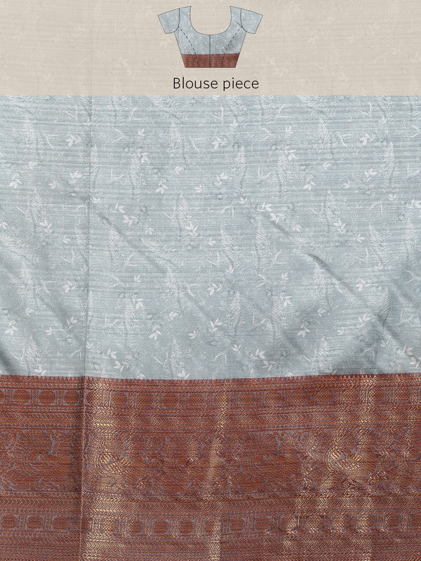 Multicolor Pure Silk Digital Print Floral Saree with Unstitched Blouse - Hiral Fashion