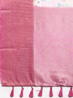 Pink Pure Silk Digital Print Floral Saree with Unstitched Blouse - Hiral Fashion