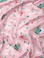 Pink Pure Silk Digital Print Floral Saree with Unstitched Blouse - Hiral Fashion