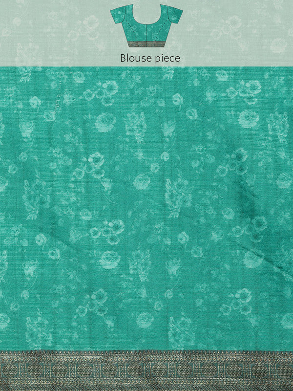 Gray Pure Silk Digital Print Floral Saree with Unstitched Blouse - Hiral Fashion