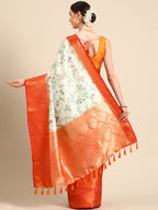 Green Pure Silk Digital Print Floral Saree with Unstitched Blouse - Hiral Fashion