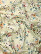 Green Pure Silk Digital Print Floral Saree with Unstitched Blouse - Hiral Fashion