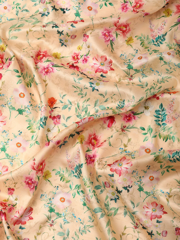 Multicolor Pure Silk Digital Print Floral Saree with Unstitched Blouse - Hiral Fashion