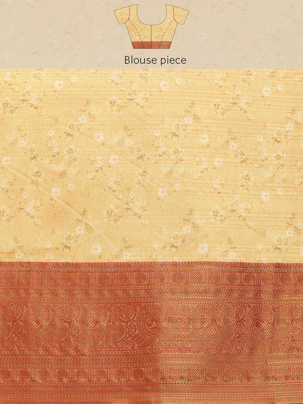 Multicolor Pure Silk Digital Print Floral Saree with Unstitched Blouse - Hiral Fashion
