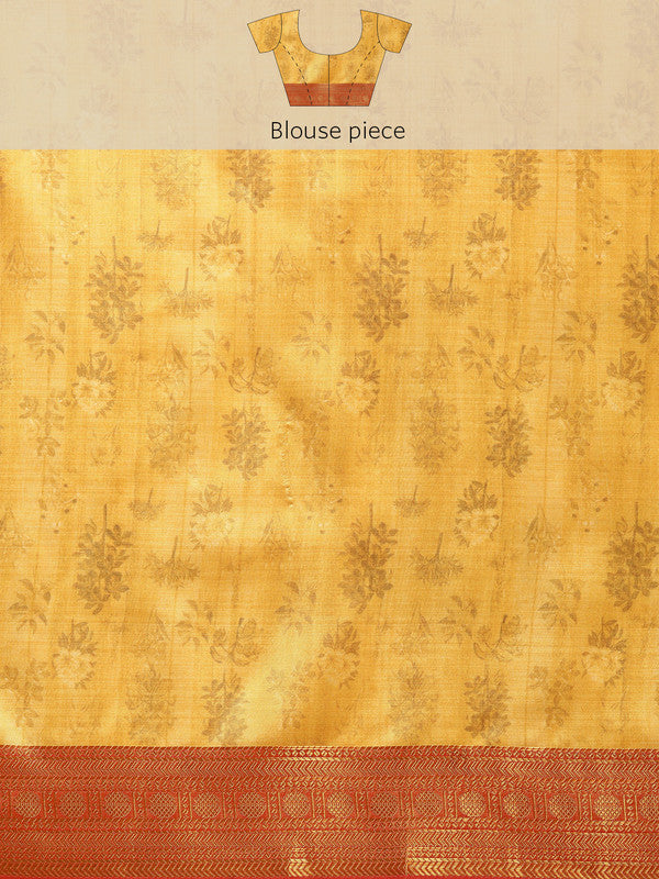 Sky Blue Pure Silk Digital Print Floral Saree with Unstitched Blouse - Hiral Fashion
