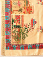 Hiral Fashion Beige Banarasi Art Silk Abstract Digital Printed Saree