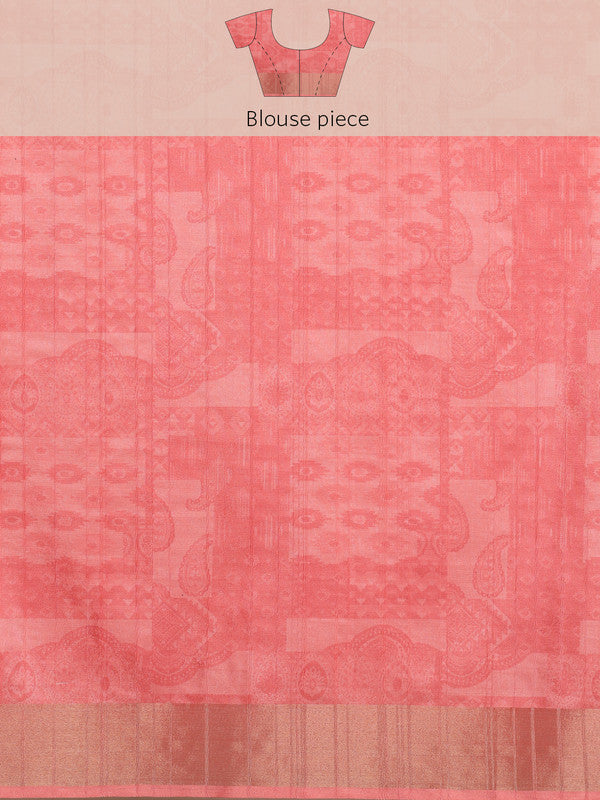 Multicolor Tusser Silk Digital Print Abstract Saree with Unstitched Blouse - Hiral Fashion