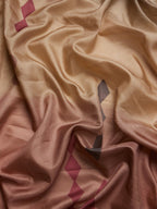 Peach Tusser Silk Digital Print Striped Saree with Unstitched Blouse - Hiral Fashion