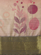 Multicolor Tusser Silk Digital Print Striped Saree with Unstitched Blouse - Hiral Fashion