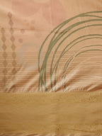 Multicolor Tusser Silk Digital Print Striped Saree with Unstitched Blouse - Hiral Fashion