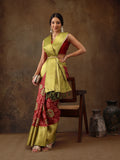 Red Kanjeevaram Silk Digital Print Floral Saree with Unstitched Blouse - Hiral Fashion