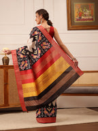 Hiral Fashion Beige Ikkat Kotha Silk Floral Digital Print Saree