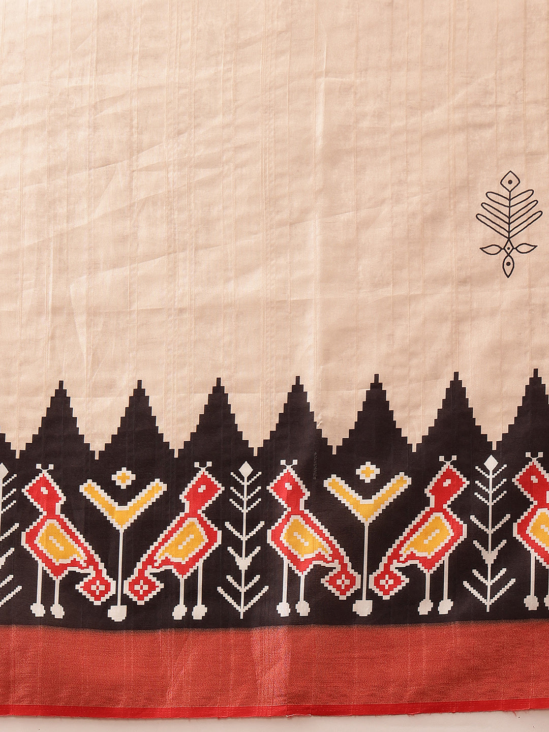 Hiral Fashion Beige Ikkat Kotha Silk Floral Digital Print Saree