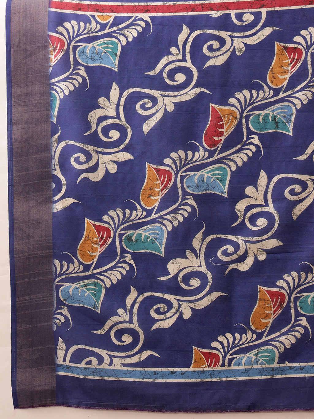 Hiral Fashion Blue Ikkat Kotha Silk Floral Digital Print Saree