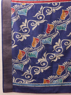 Hiral Fashion Blue Ikkat Kotha Silk Floral Digital Print Saree