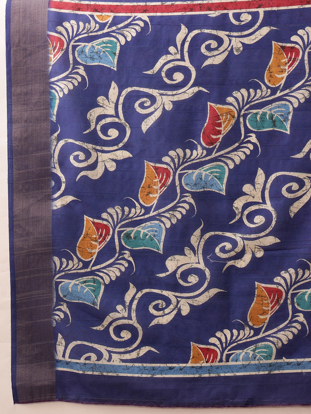 Hiral Fashion Blue Ikkat Kotha Silk Floral Digital Print Saree