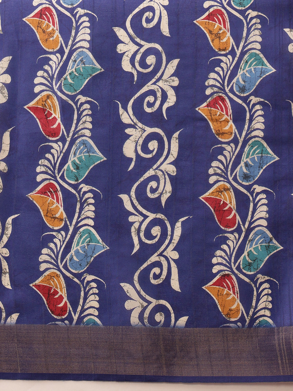 Hiral Fashion Blue Ikkat Kotha Silk Floral Digital Print Saree