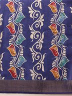 Hiral Fashion Blue Ikkat Kotha Silk Floral Digital Print Saree