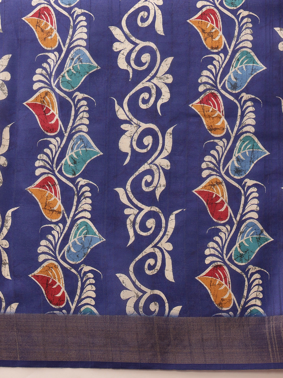 Hiral Fashion Blue Ikkat Kotha Silk Floral Digital Print Saree