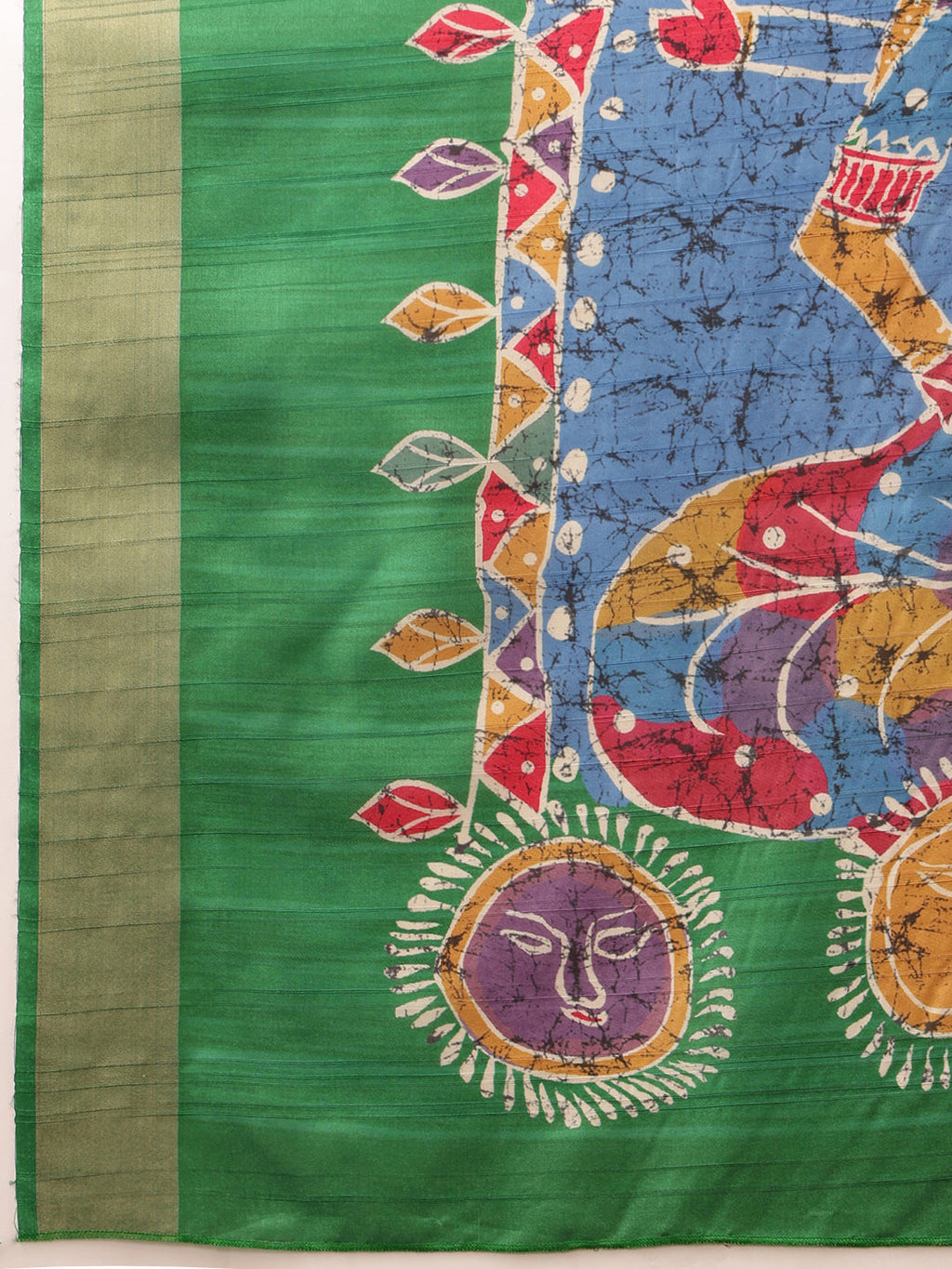 Hiral Fashion Green Ikkat Kotha Silk Floral Digital Print Saree