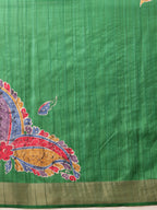 Hiral Fashion Green Ikkat Kotha Silk Floral Digital Print Saree