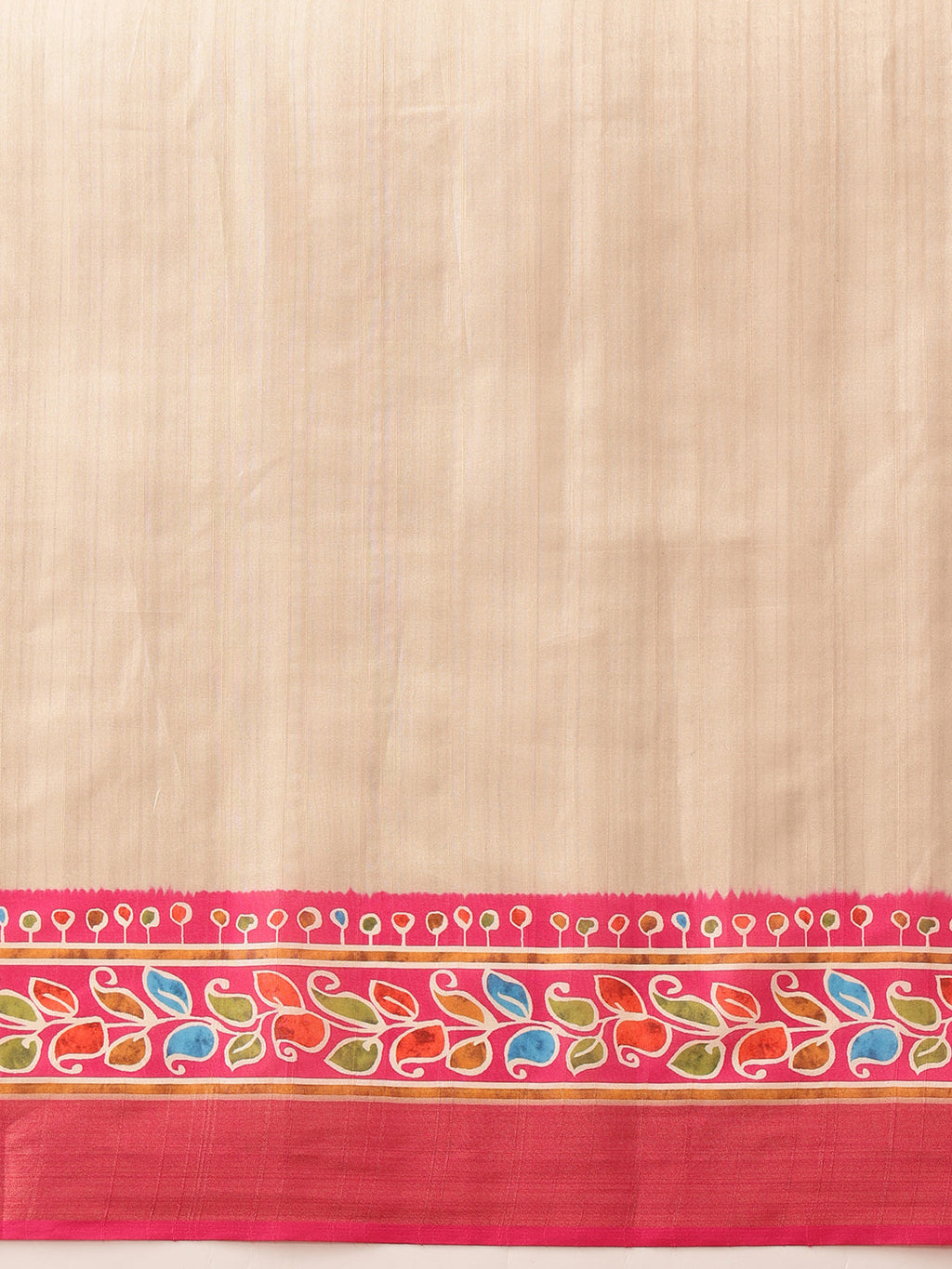 Hiral Fashion Beige Ikkat Kotha Silk Floral Digital Print Saree