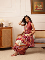 Hiral Fashion Off White Ikkat Kotha Silk Floral Digital Print Saree