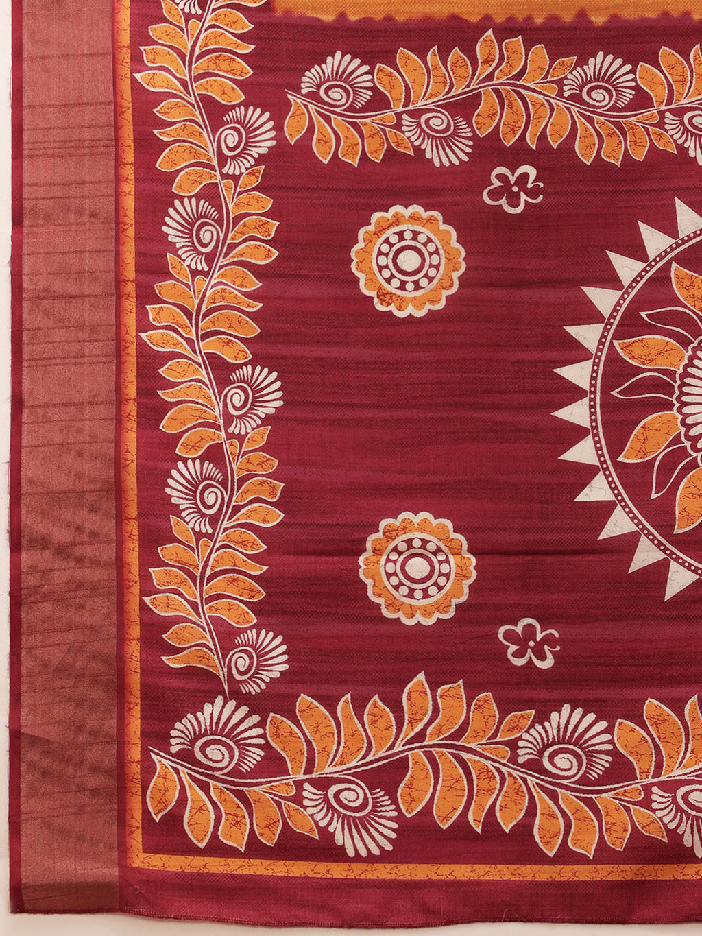 Hiral Fashion Off White Ikkat Kotha Silk Floral Digital Print Saree