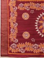 Hiral Fashion Off White Ikkat Kotha Silk Floral Digital Print Saree