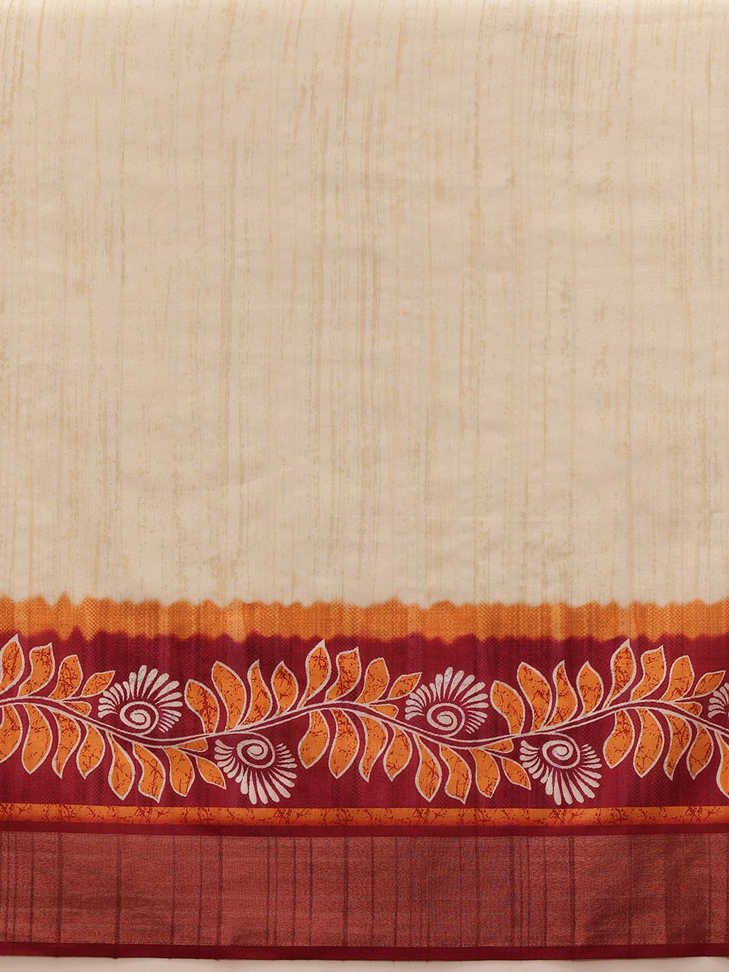 Hiral Fashion Off White Ikkat Kotha Silk Floral Digital Print Saree