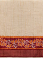Hiral Fashion Off White Ikkat Kotha Silk Floral Digital Print Saree