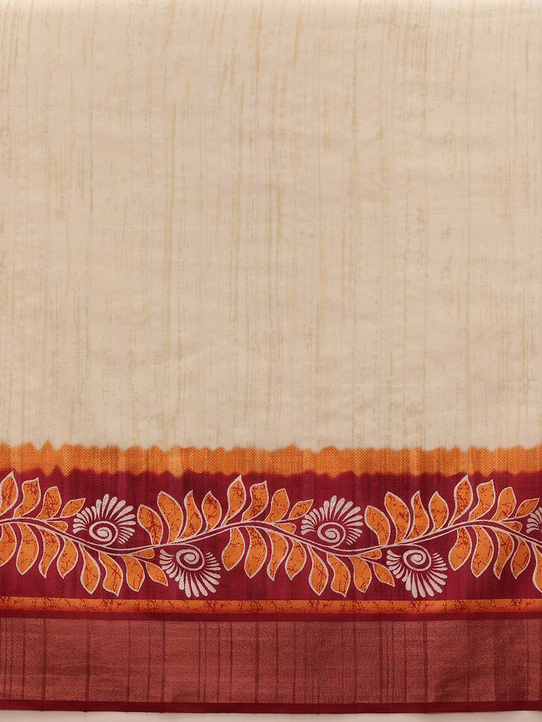 Hiral Fashion Off White Ikkat Kotha Silk Floral Digital Print Saree