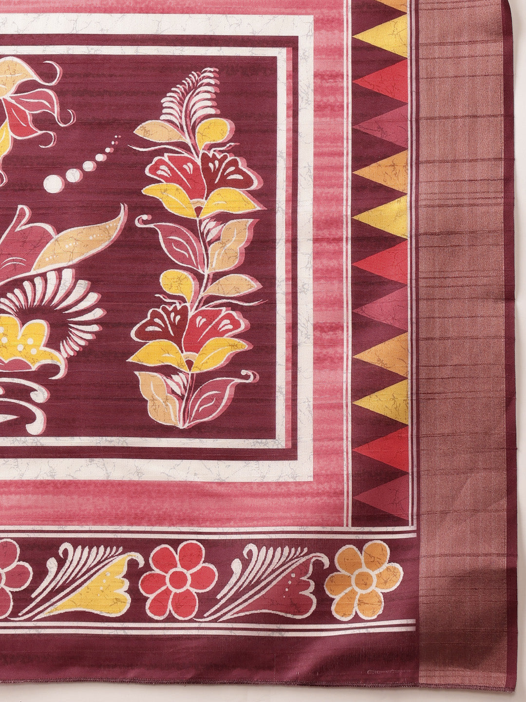 Hiral Fashion Pink Ikkat Kotha Silk Floral Digital Print Saree