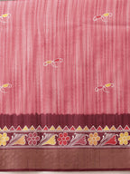 Hiral Fashion Pink Ikkat Kotha Silk Floral Digital Print Saree