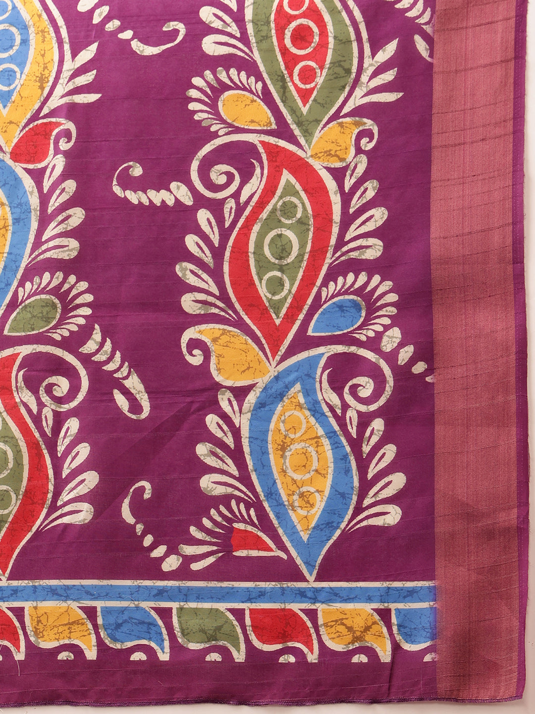 Hiral Fashion Purple Ikkat Kotha Silk Floral Digital Print Saree