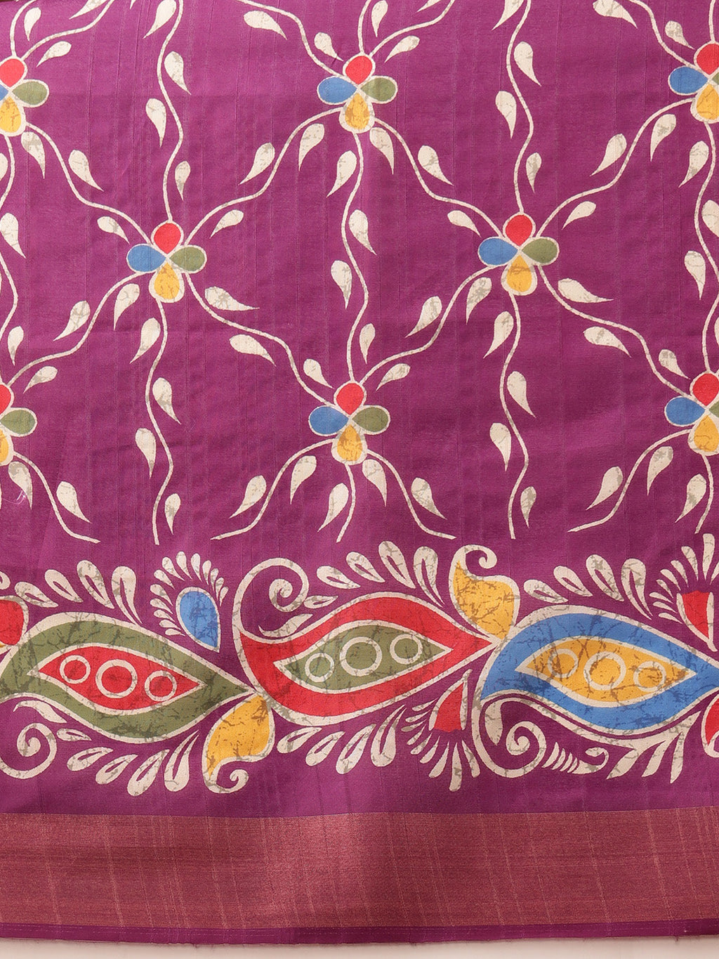 Hiral Fashion Purple Ikkat Kotha Silk Floral Digital Print Saree