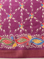 Hiral Fashion Purple Ikkat Kotha Silk Floral Digital Print Saree