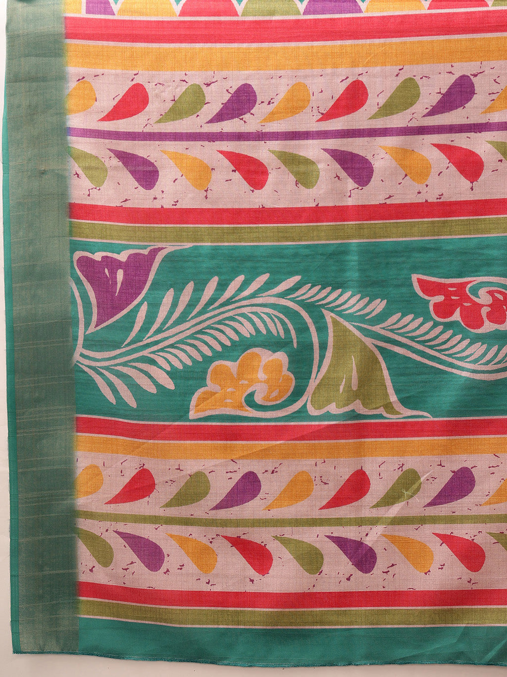 Hiral Fashion Teal Ikkat Kotha Silk Floral Digital Print Saree