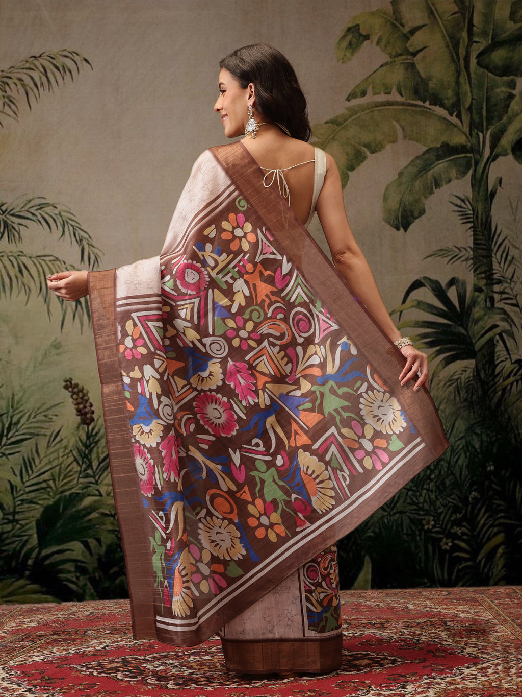 Hiral Fashion Multi Banarasi Silk Blend Floral Digital Printed Saree