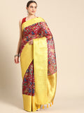 Maroon Munga Silk Digital Print Floral Saree with Unstitched Blouse - Hiral Fashion