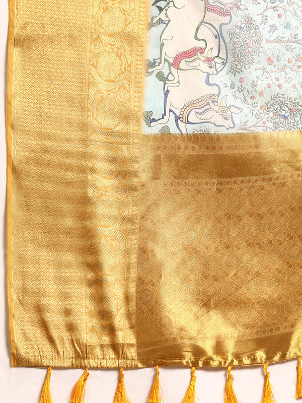 Gray Munga Silk Digital Print Animal Print Saree with Unstitched Blouse - Hiral Fashion