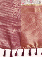 Beige Munga Silk Digital Print Floral Saree with Unstitched Blouse - Hiral Fashion