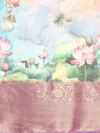 Multicolor Munga Silk Digital Print Floral Saree with Unstitched Blouse - Hiral Fashion
