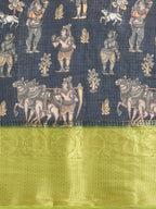 Gray Munga Silk Digital Print Floral Saree with Unstitched Blouse - Hiral Fashion