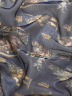 Gray Munga Silk Digital Print Floral Saree with Unstitched Blouse - Hiral Fashion